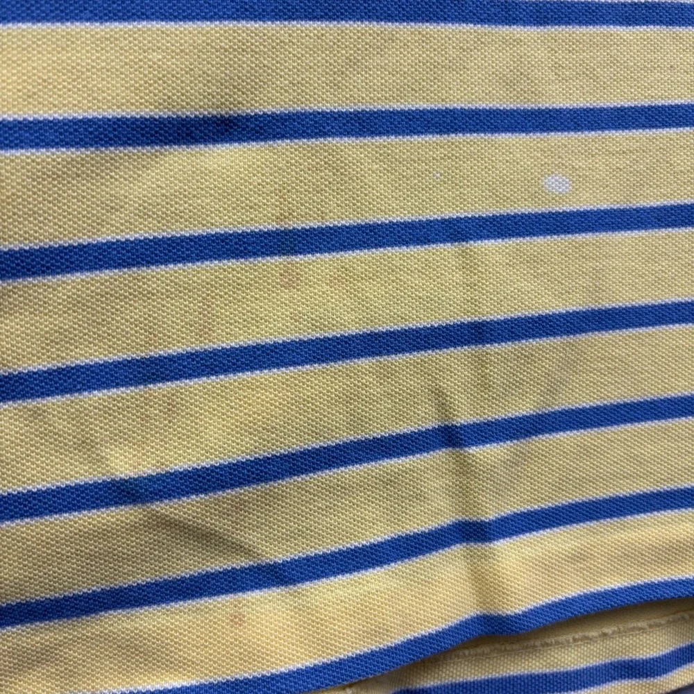 Polo Ralph Lauren Mens 2XL Big Yellow Blue Striped Short Sleeve Pique Polo Shirt